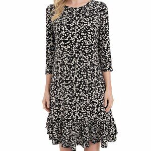 TOMMY HILFIGER Black/White Floral dress Size 6 Ruffle Hem *Worn Once*